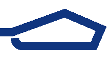 The Tristate logo. A blue outline of a building with a shollow pitched roof.